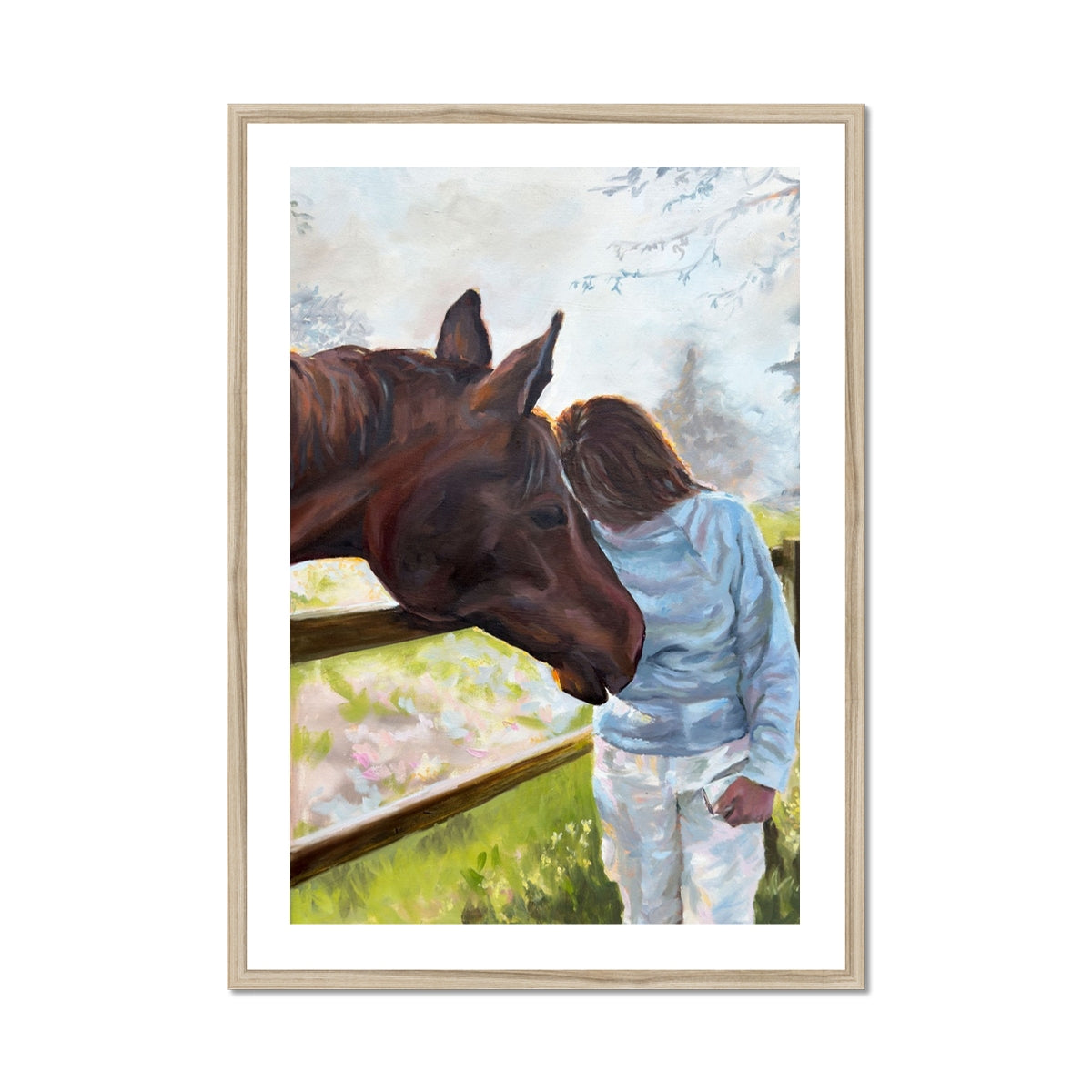 Horse print in natural frame