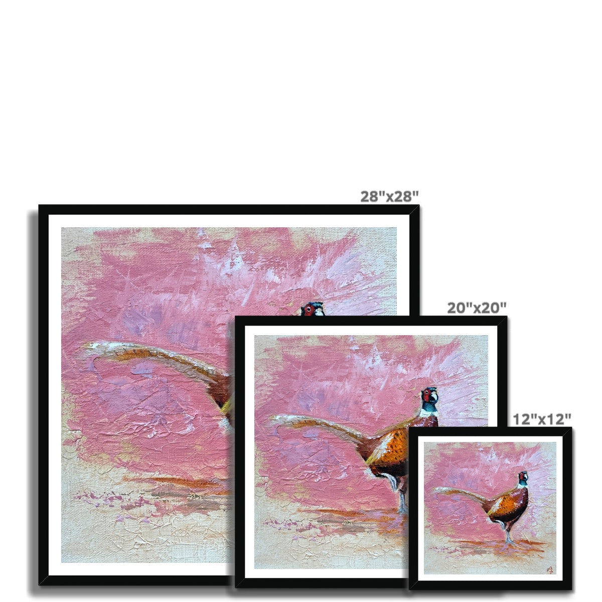 Playful Pheasant art print in premium framing, perfect for quirky wall decor with a nature-inspired theme