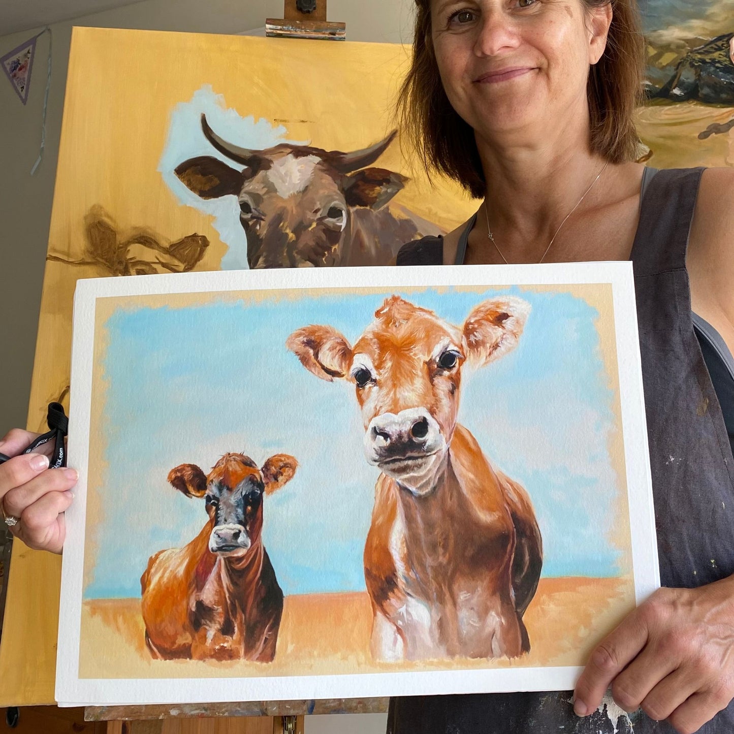 Scale photo of A3 Print size of Jersey Cows Print