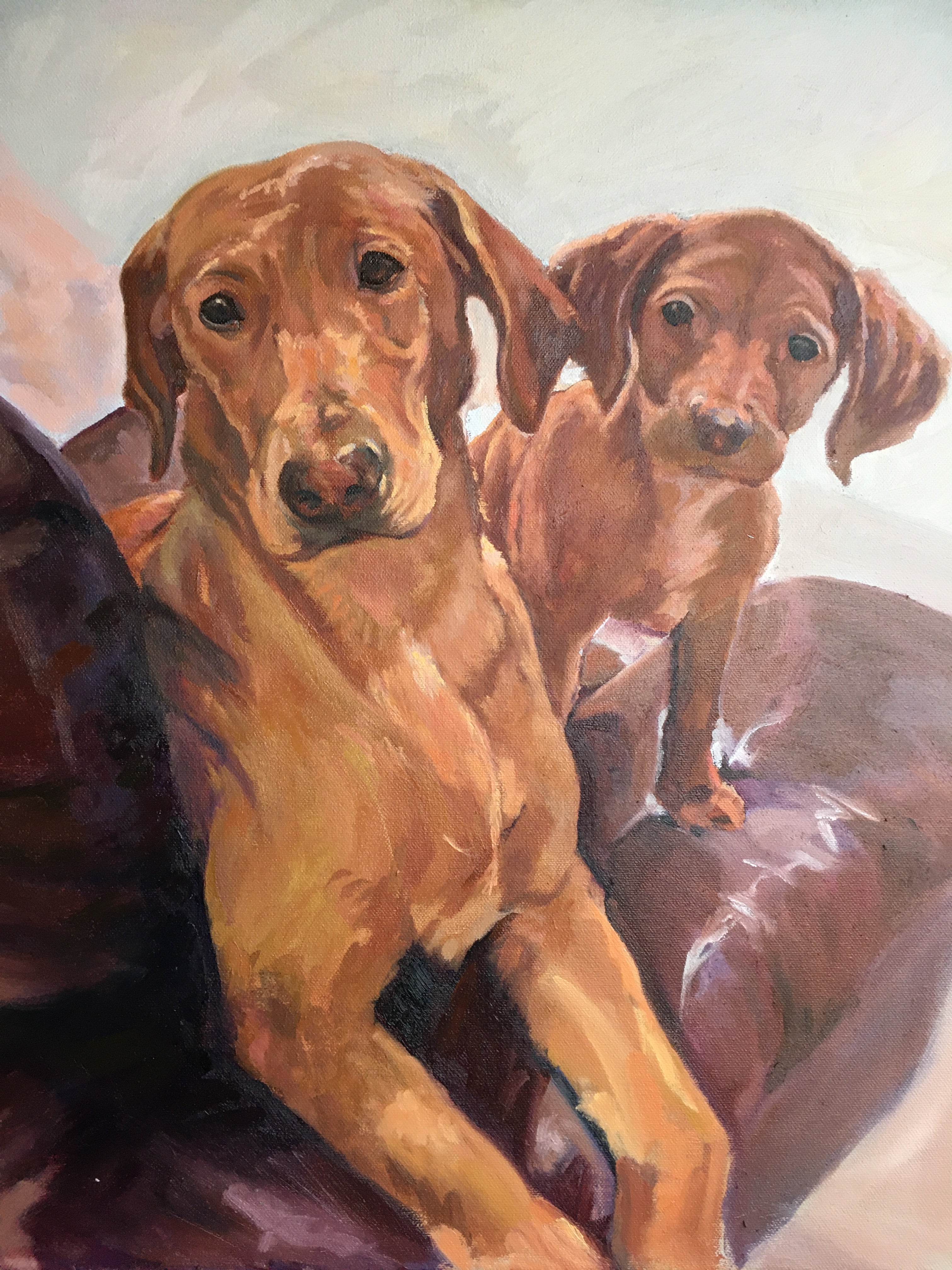 Dog and Puppy Fine Art Oil Painting commission