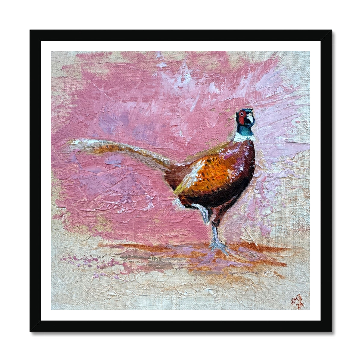 Playful Pheasant art print with a colourful pastel background, featuring a cheeky bird bringing humour and joy to any space