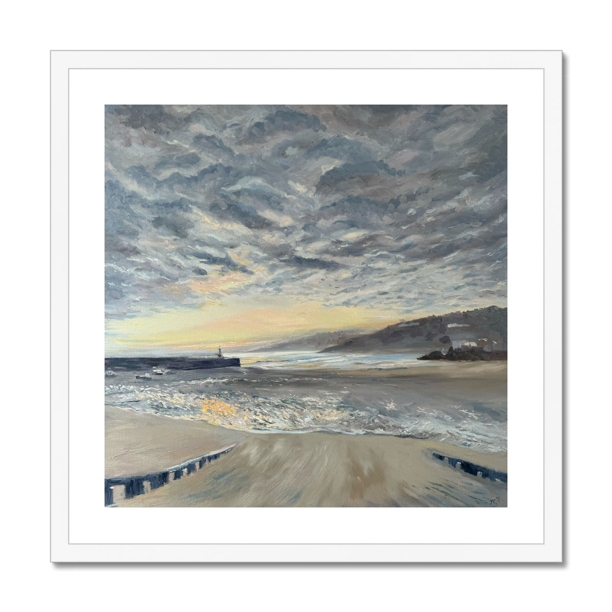 Summer Sunrise St Ives print in White frame