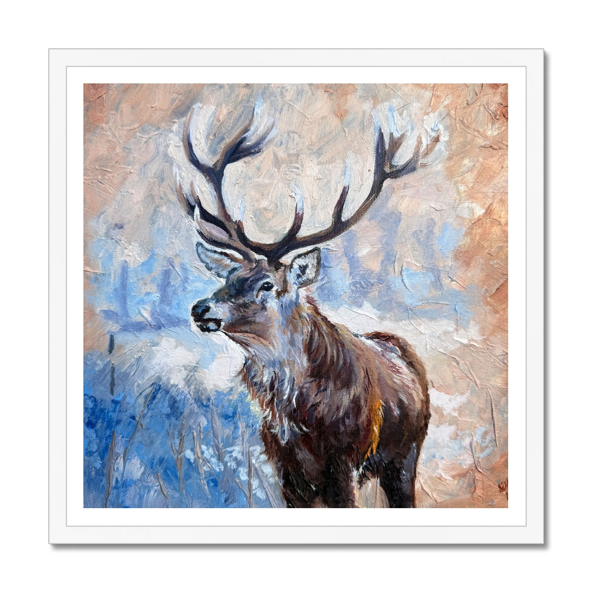 Stag print in white frame
