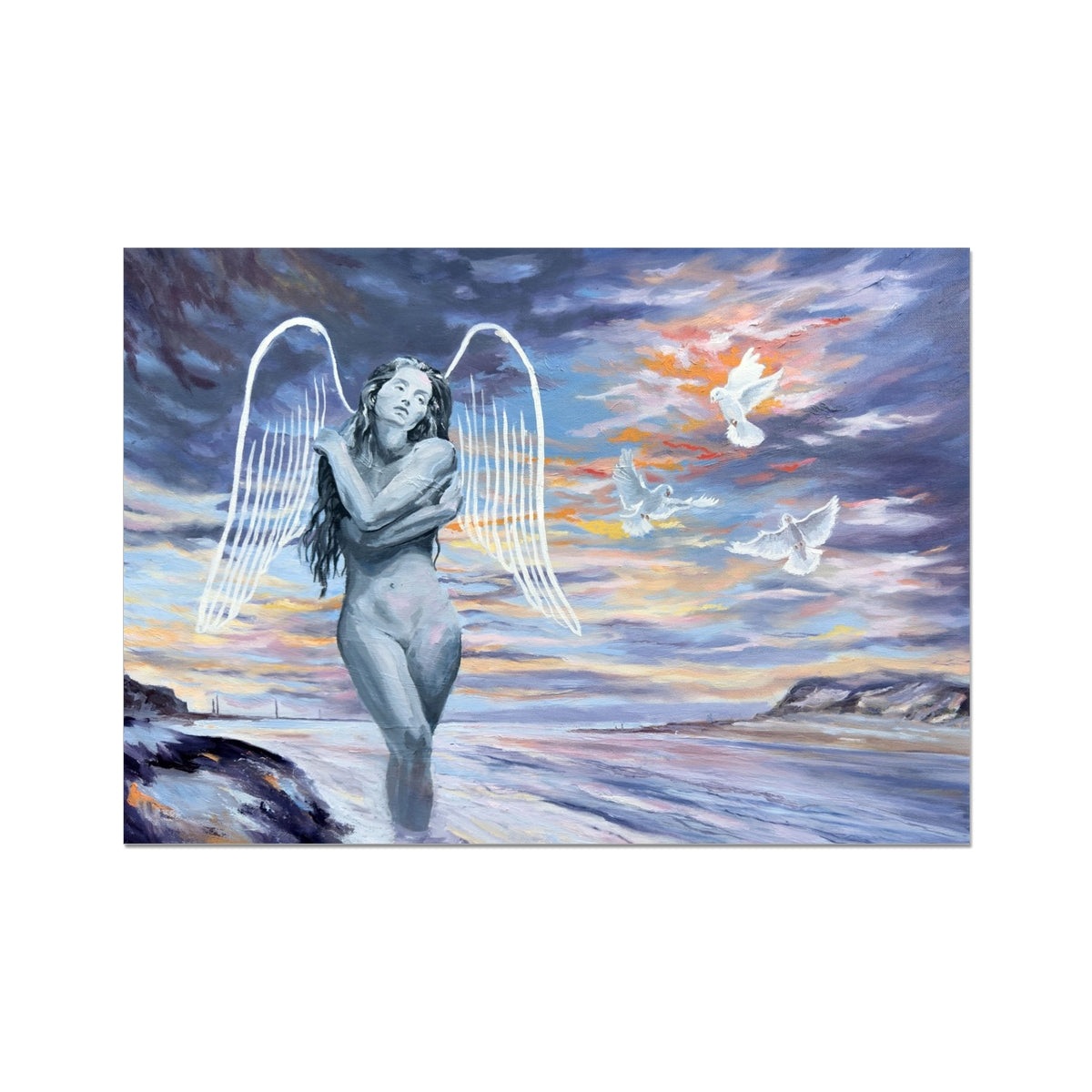 Angelic Angel - Woman and Doves Fine Art Print